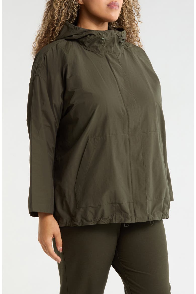 Hooded Organic Cotton & Recycled Nylon Jacket, Alternate, color, WOODLAND