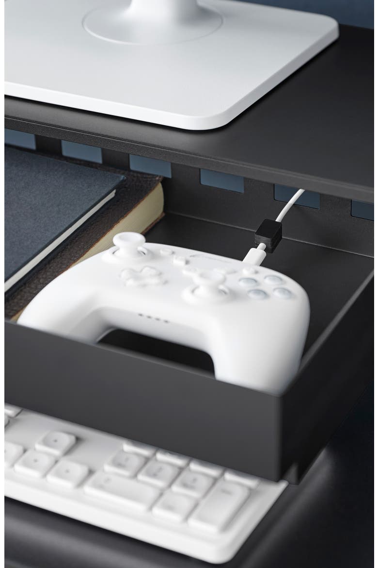 Monitor Stand with Drawer, Alternate, color, BLACK