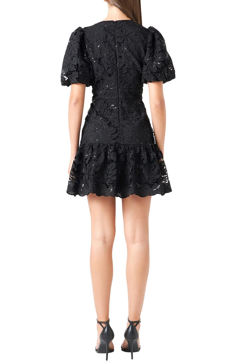 Endless Rose Sequin Lace Fit & Flare Minidress, Alternate, color, Black