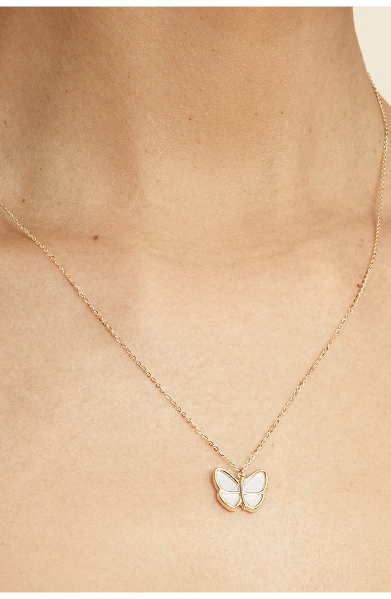 Oradina 14K Gold Flutter By Pendant Charm, Alternate, color, Yellow Gold, Mother Of Pearl