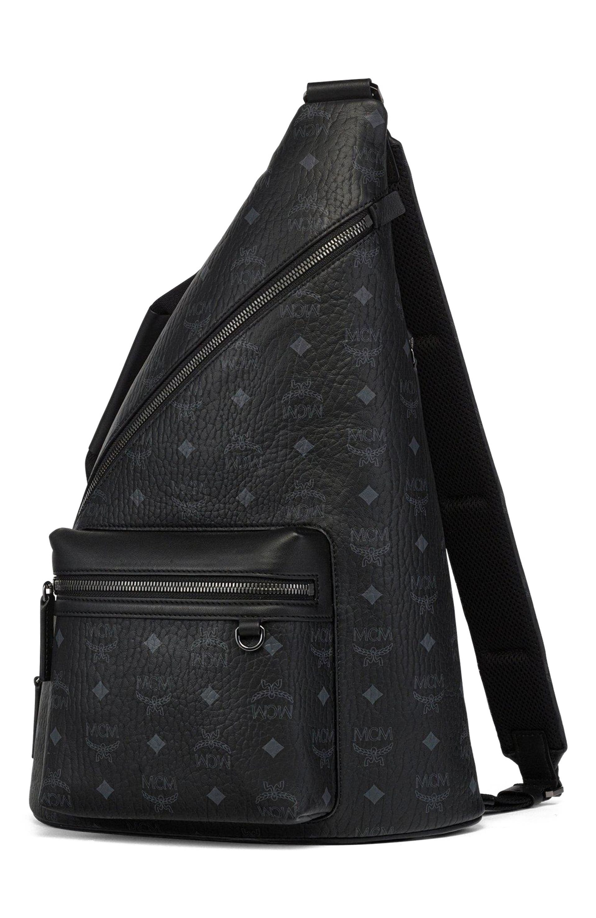 MCM Medium Aren Sling in Visetos, Alternate, color, Bk