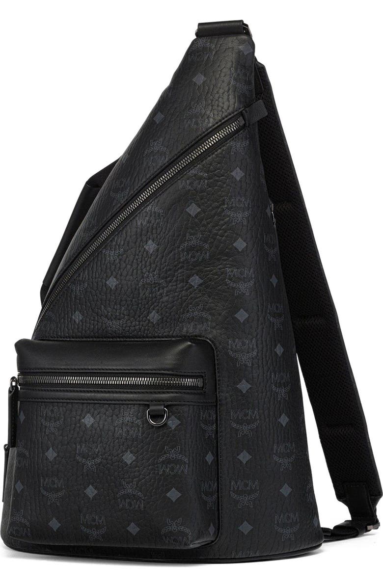 MCM Medium Aren Sling in Visetos, Alternate, color, Bk