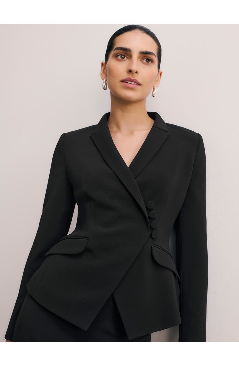 The Fold Forino Clever Crepe Blazer, Alternate, color, Black