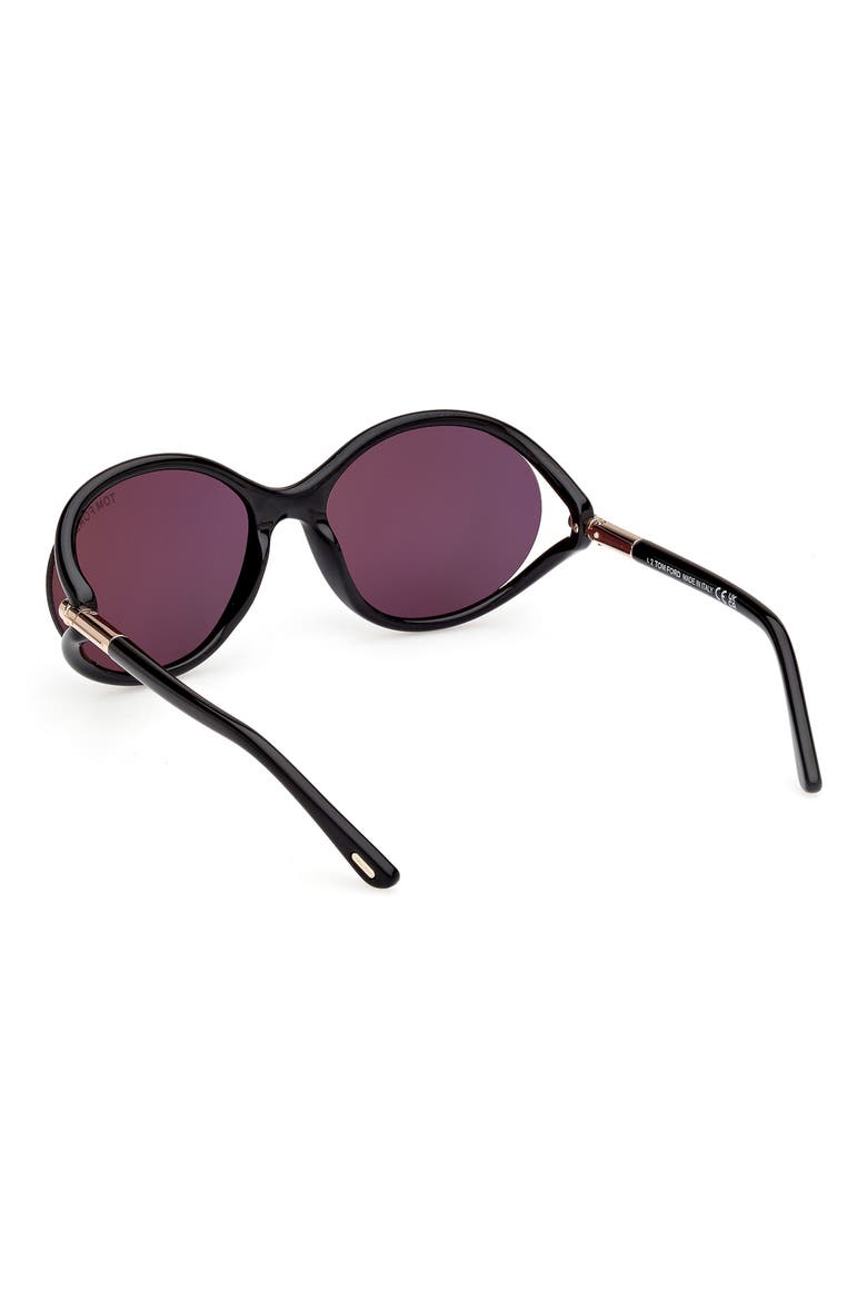 Melody 59mm Round Sunglasses, Alternate, color, SHINY BLACK / SMOKE