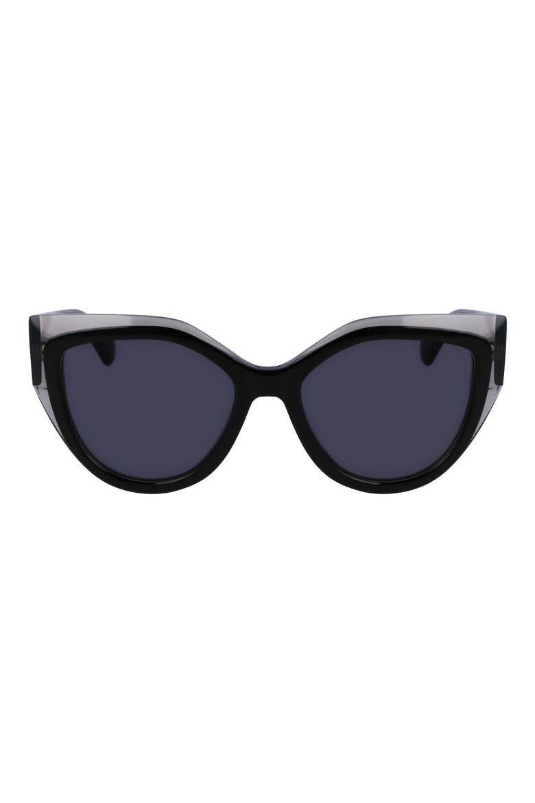 Classic Logo 53mm Cat Eye Sunglasses, Main, color, TRNSPRNT GREY/BLACK