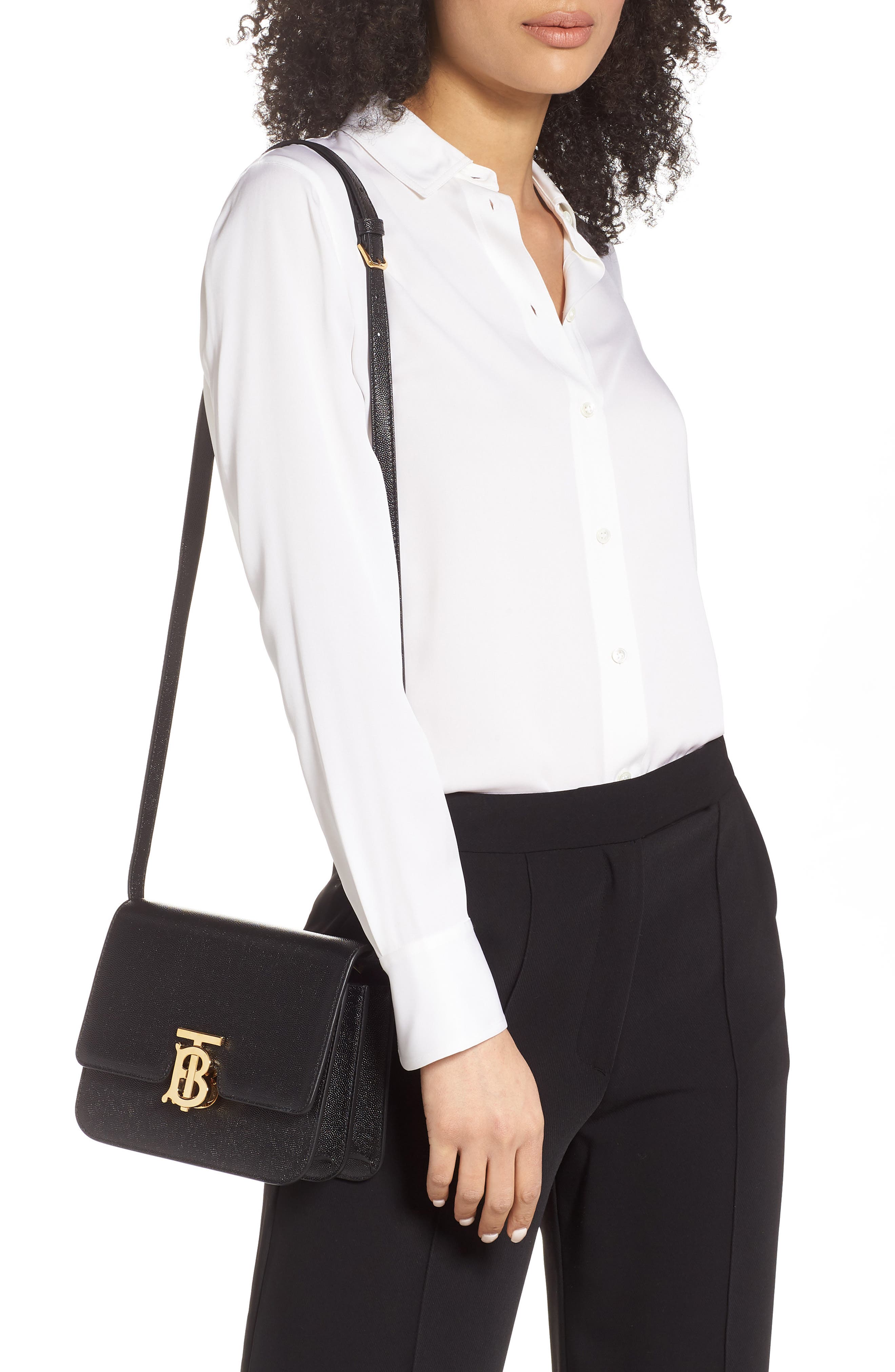 Burberry Small TB Grainy Leather Bag, Alternate, color, 