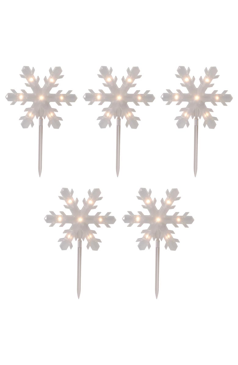 Northlight Lighted Snowflake Outdoor Christmas Pathway Markers - 14.25" - Set of 5, Main, color,