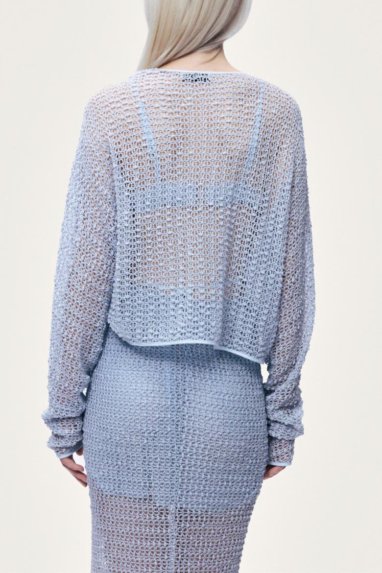Wrap Mesh Blouse, Alternate, color, Blue