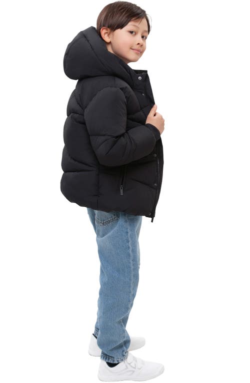 Rokka&rolla Kids' Cozy Grid Puffer Jacket In Black