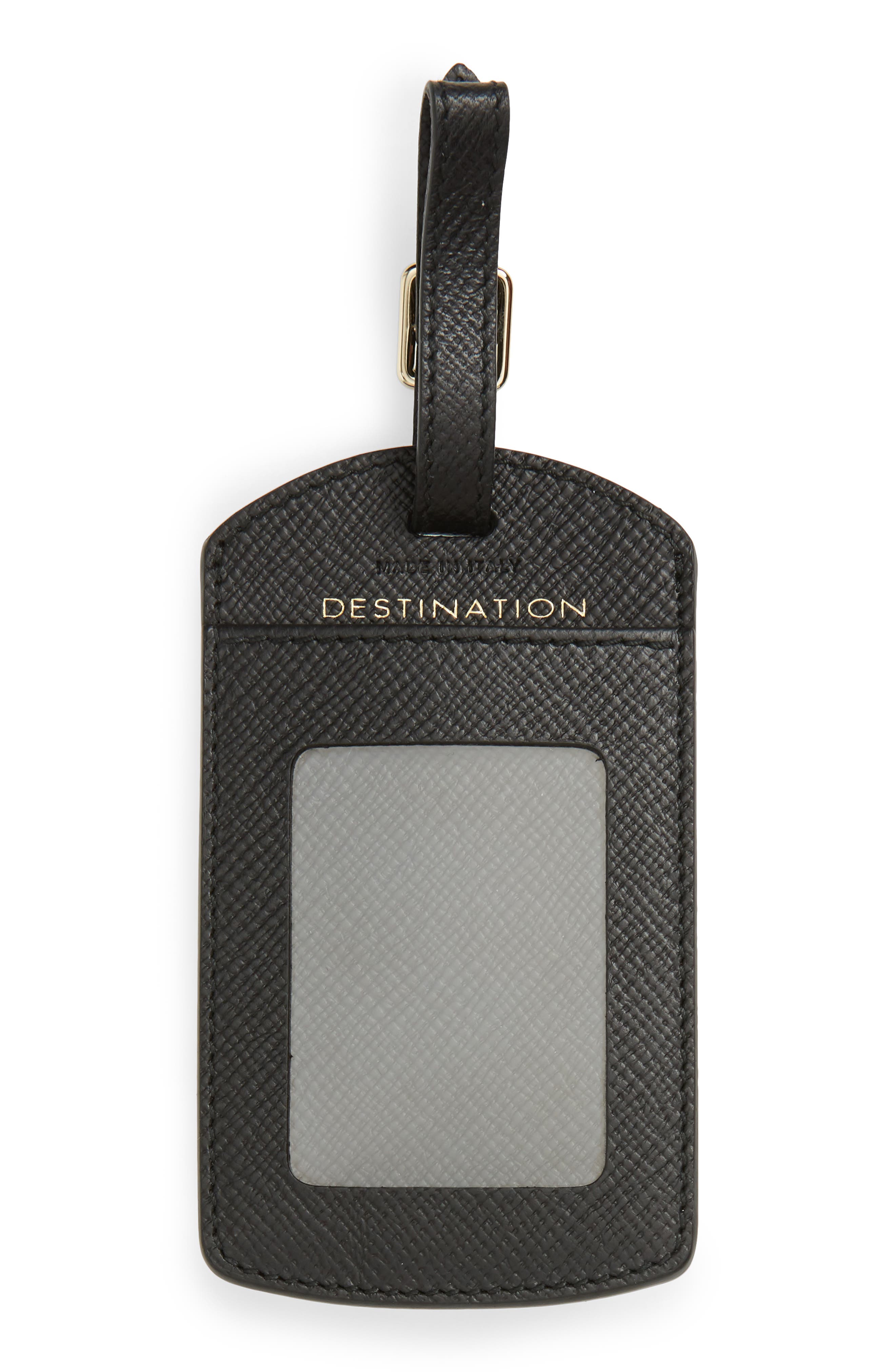 Smythson Panama Home/Destination Calfskin Leather Luggage Label, Alternate, color, 