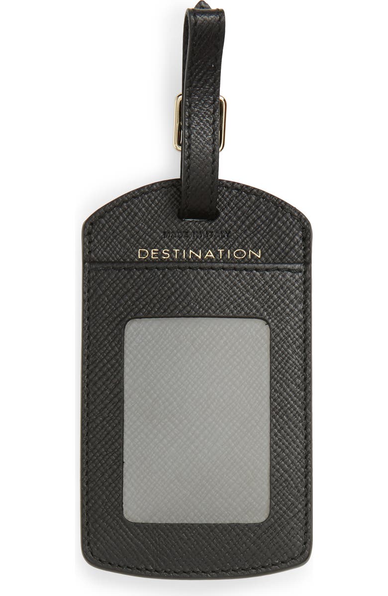 Smythson Panama Home/Destination Calfskin Leather Luggage Label, Alternate, color,