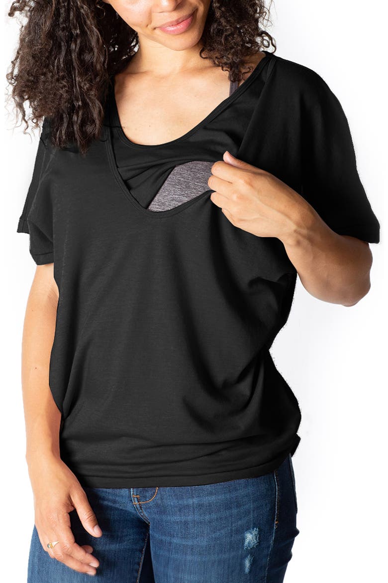 Feelin' Free Maternity/Nursing Circle T-Shirt, Alternate, color, BLACK