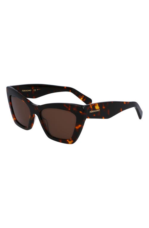 Ferragamo 55mm Butterfly Sunglasses In Dark Tortoise