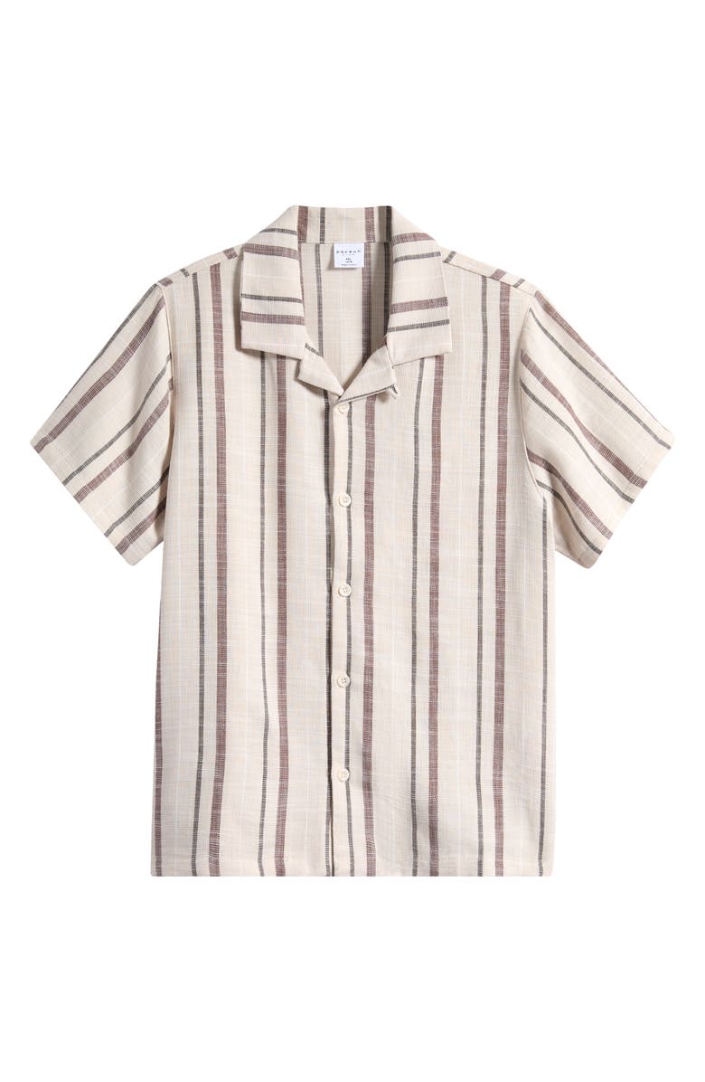 PacSun Kids' Stripe Cotton Camp Shirt, Main, color, Brown
