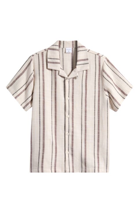 Kids' Stripe Cotton Camp Shirt
