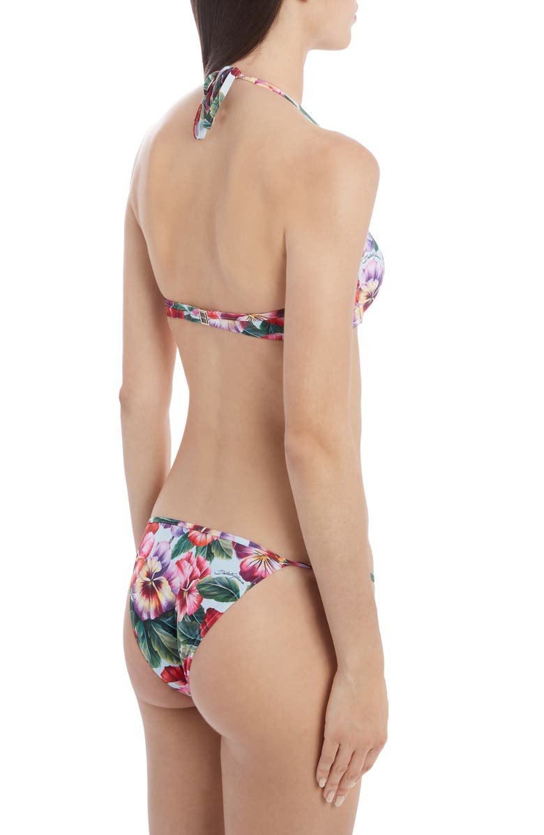 Dolce&Gabbana Pansy Print Underwire Bikini Top, Alternate, color, 