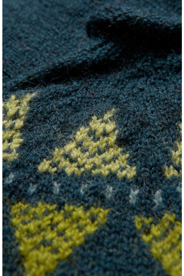British Geo Fair Isle Yoke Sweater, Alternate, color, Dark Teal