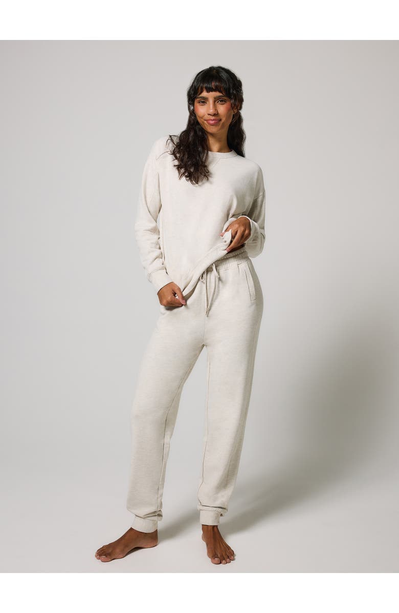LOVALL Luxe Lounge Jogger + Sweatshirt Set, Alternate, color, Vanilla Marl