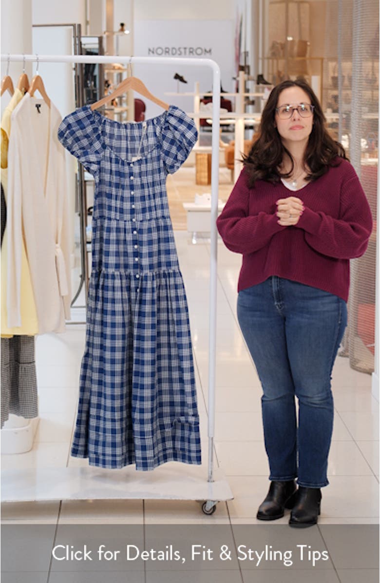 Valenne Plaid Tiered Organic Cotton Voile Dress, sales video thumbnail