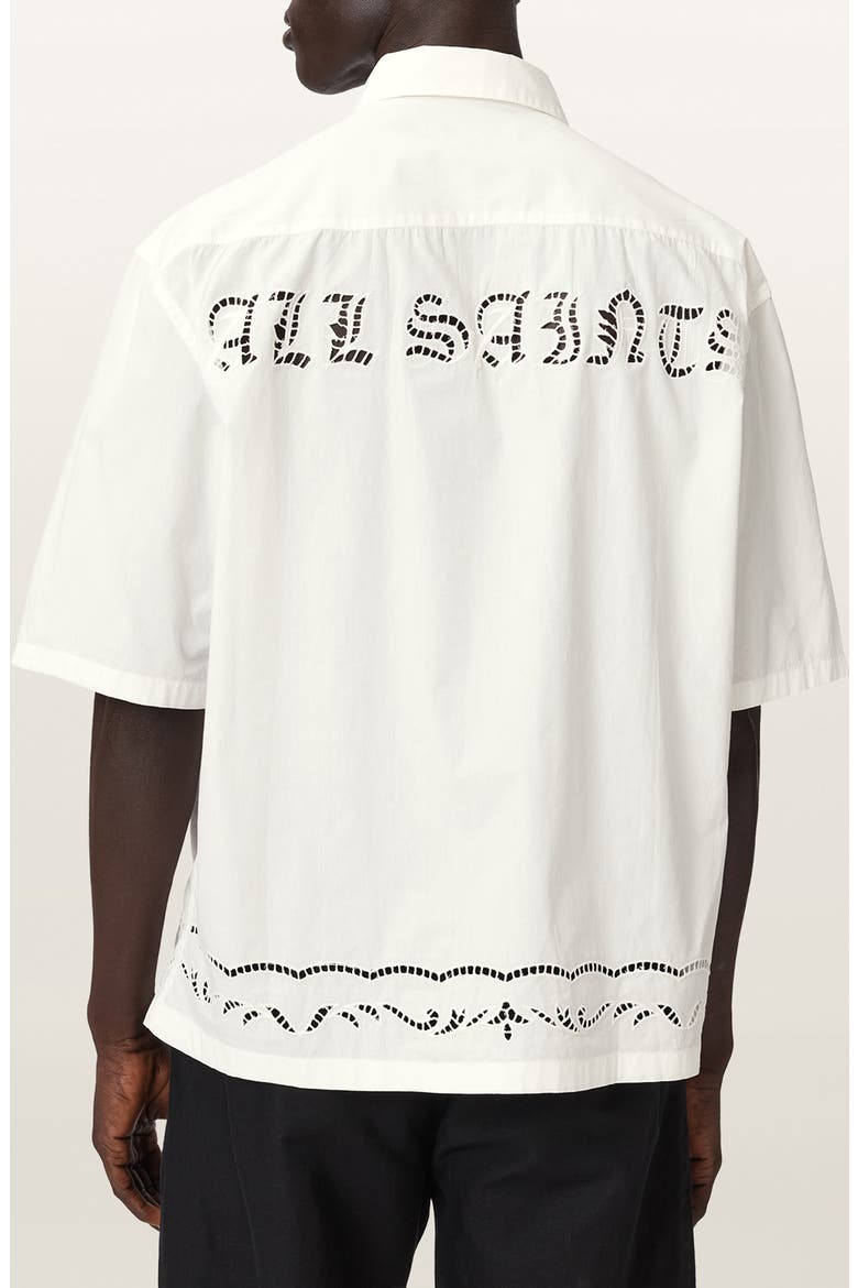 Field Eyelet Detail Short Sleeve Button-Up Shirt, Alternate, color, WHITE