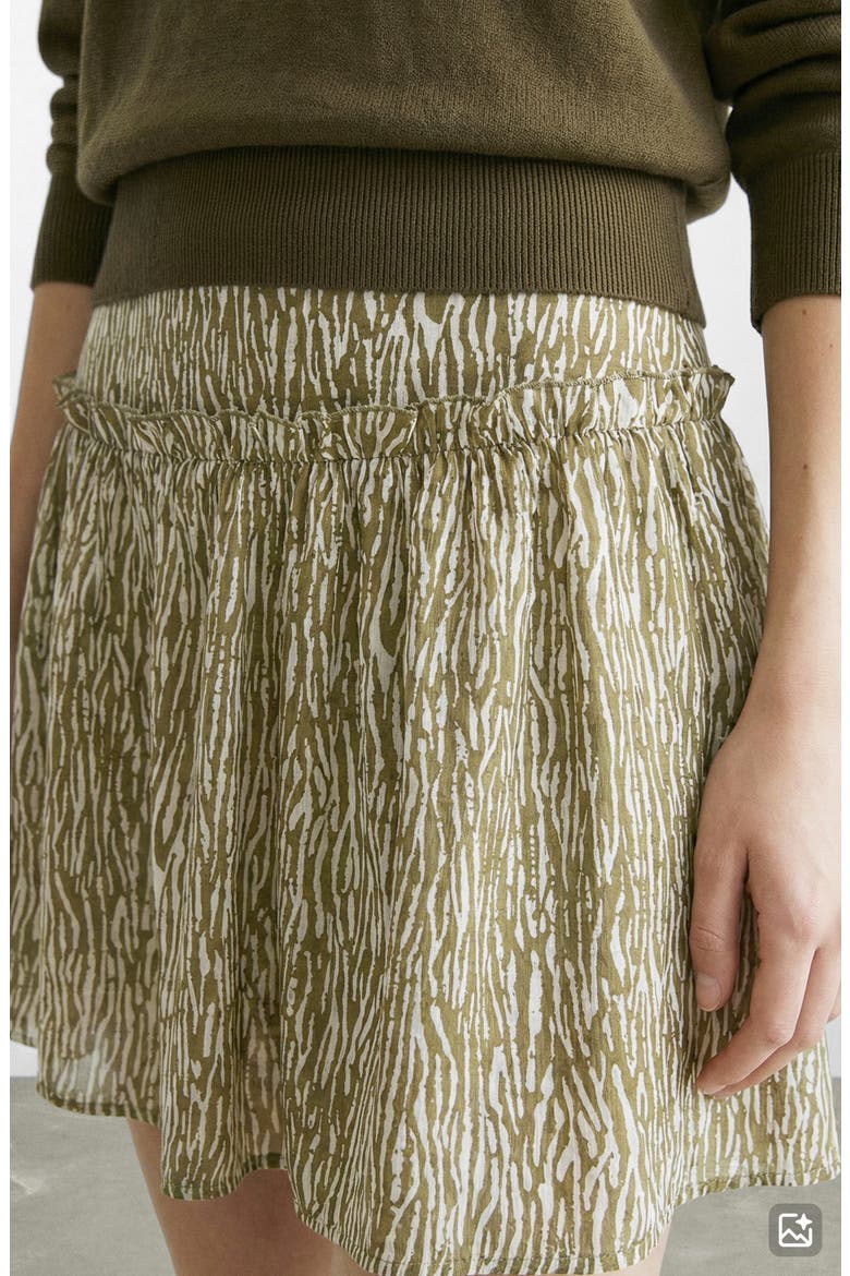 Ruffle Print Miniskirt, Alternate, color, KHAKI GREEN