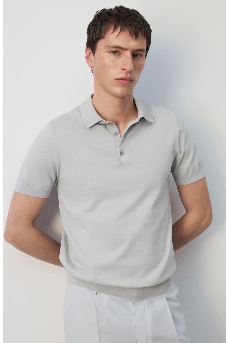 Fine Knit Cotton Polo, Alternate, color, ICE GREY
