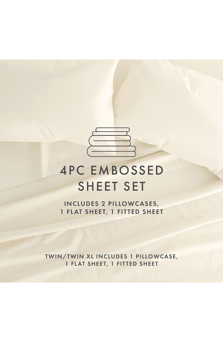 HOMESPUN Premium Chevron Embossed Sheet Set, Main, color, Ivory
