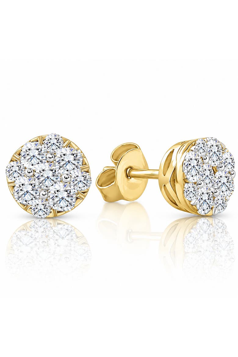 1/2ct Tw Round Cut Diamond Pave Studs Lab Grown 10k Gold Earrings, Alternate, color, 10k Yellow Gold