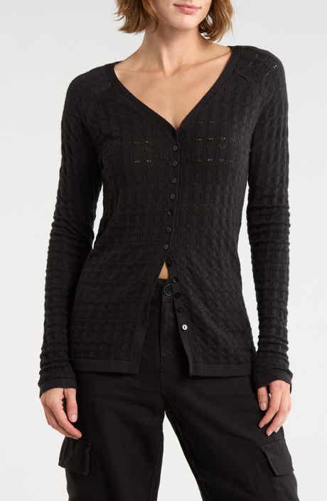 Sanctuary Pointelle Stitch Raglan Sleeve Cardigan