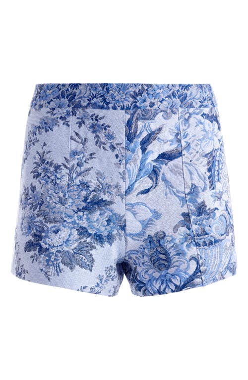 Alice And Olivia Hera Mixed Media Short In Blue Multi