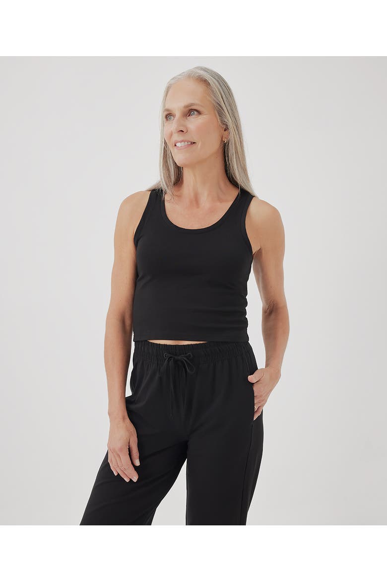 Organic Cotton Cool Stretch Fitted Lounge Tank, Main, color, Black