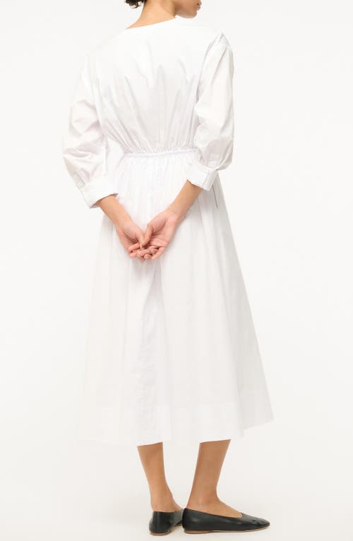 Staud Cafu Long Sleeve A-line Dress In White