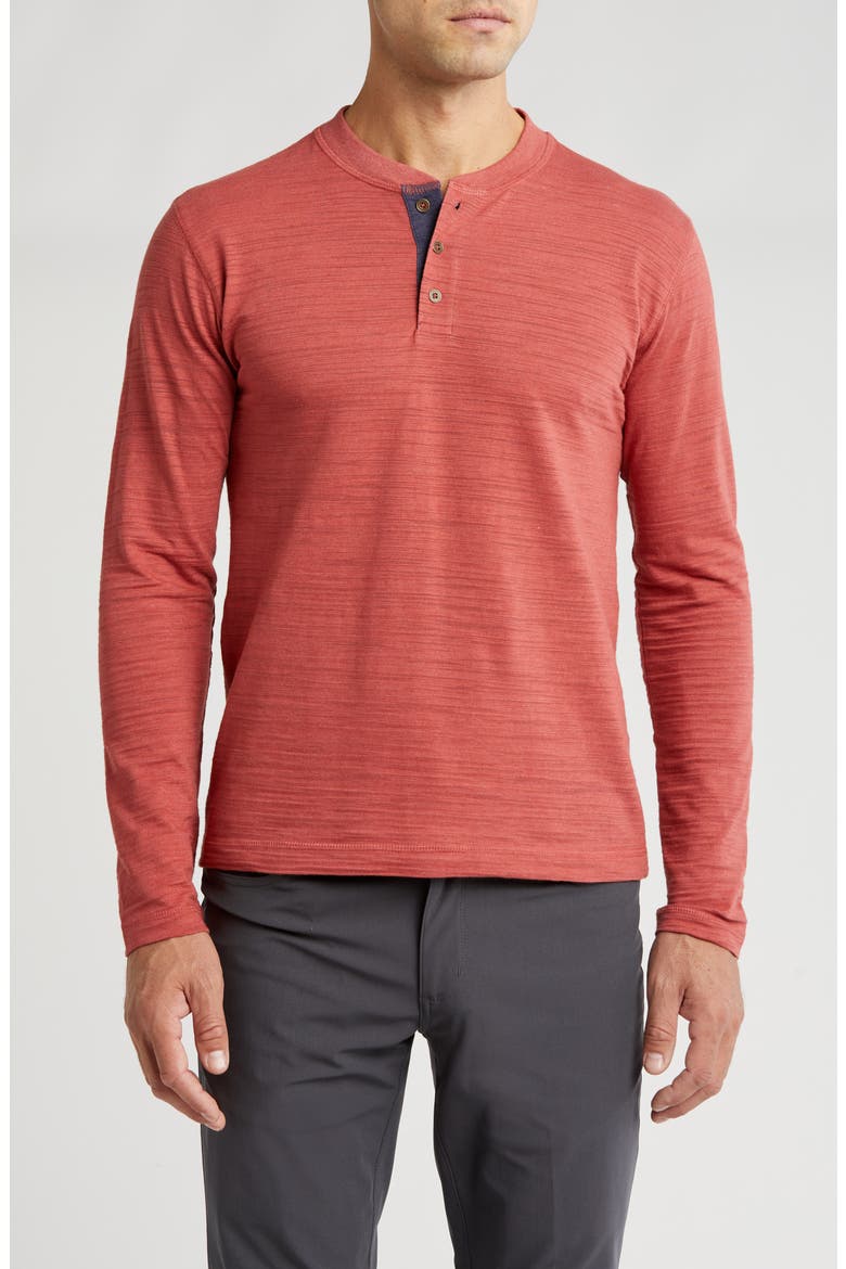 Slub Jersey Knit Long Sleeve Henley, Main, color, SPICE HEATHER
