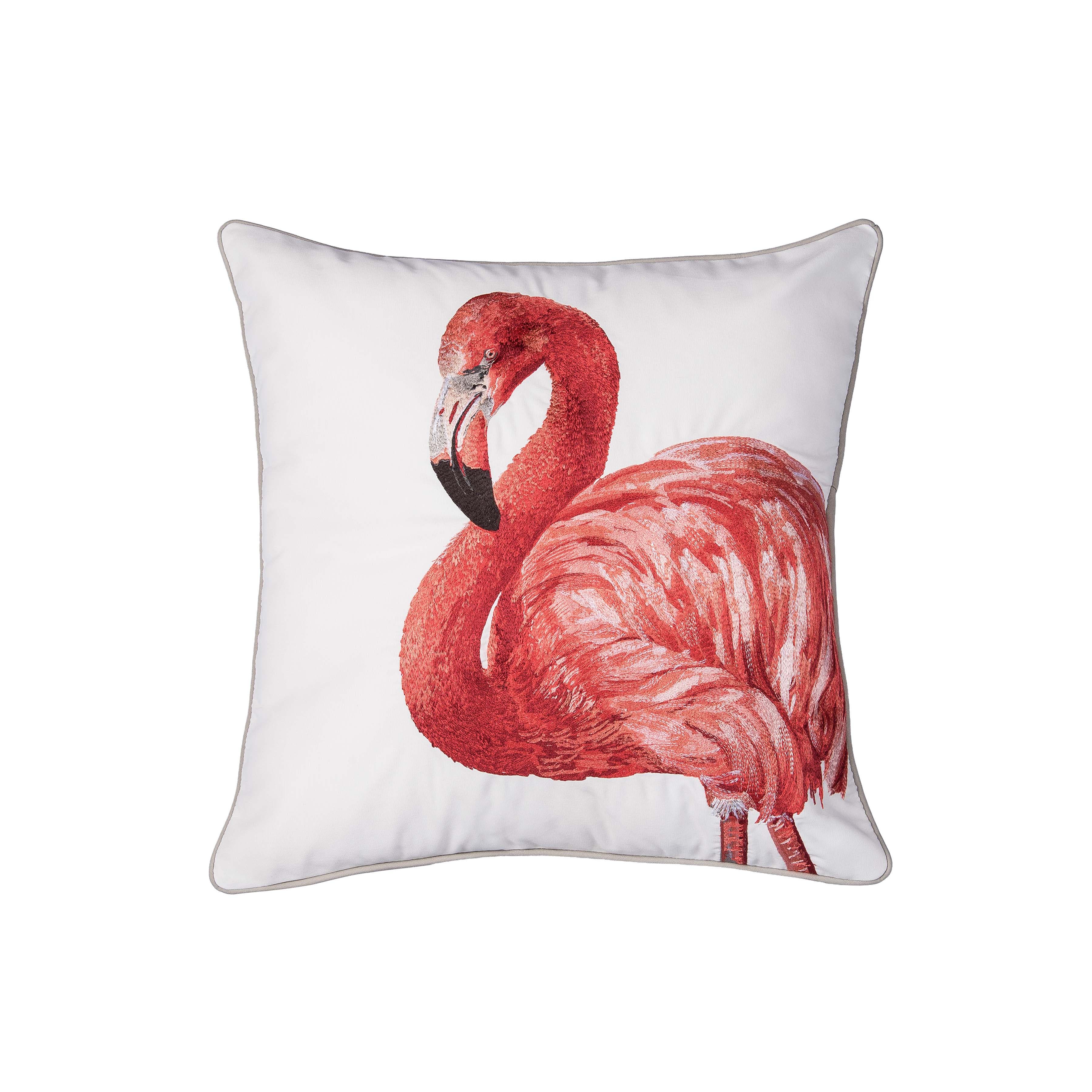 Rightside Designs Flamazing Views Tropical Flamingo Embroidered Throw Pillow, 20" X 20" In Pink