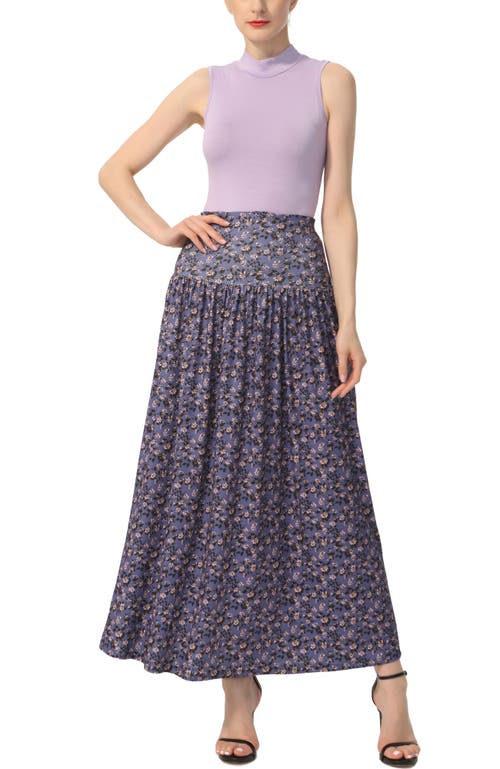 Kimi & Kai Tiered Maxi Skirt In Blue