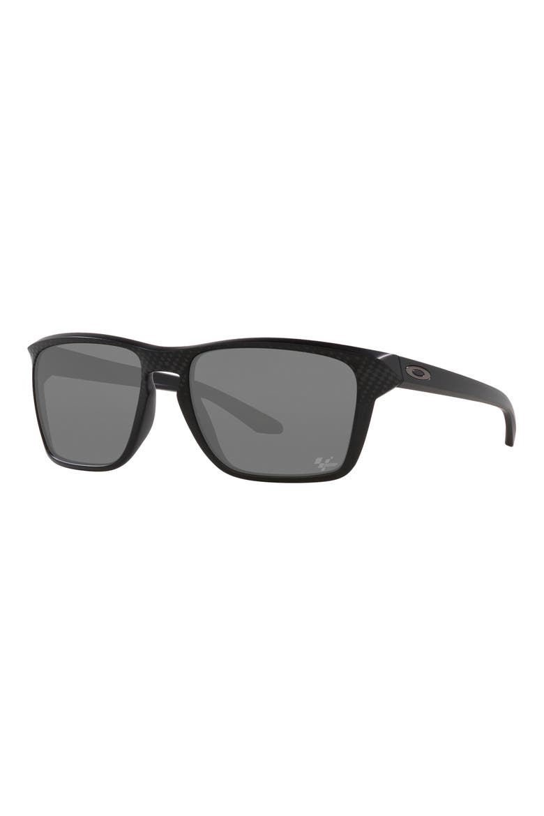 Sylas 57mm Prizm™ Rectangular Sunglasses, Alternate, color, SHINY BLACK