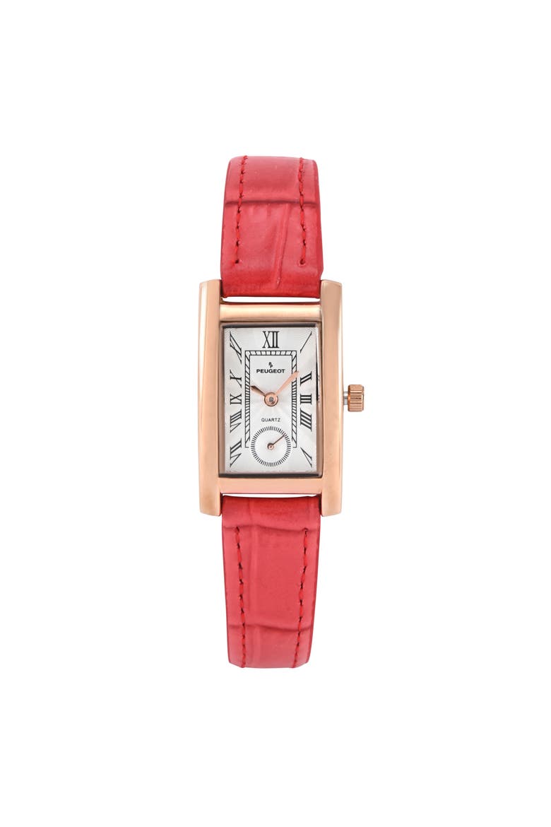 Vintage Tank  Remote Sweep Leather Watch- 20x35MM, Main, color, Red