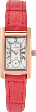 Peugeot Vintage Tank  Remote Sweep Leather Watch- 20x35MM