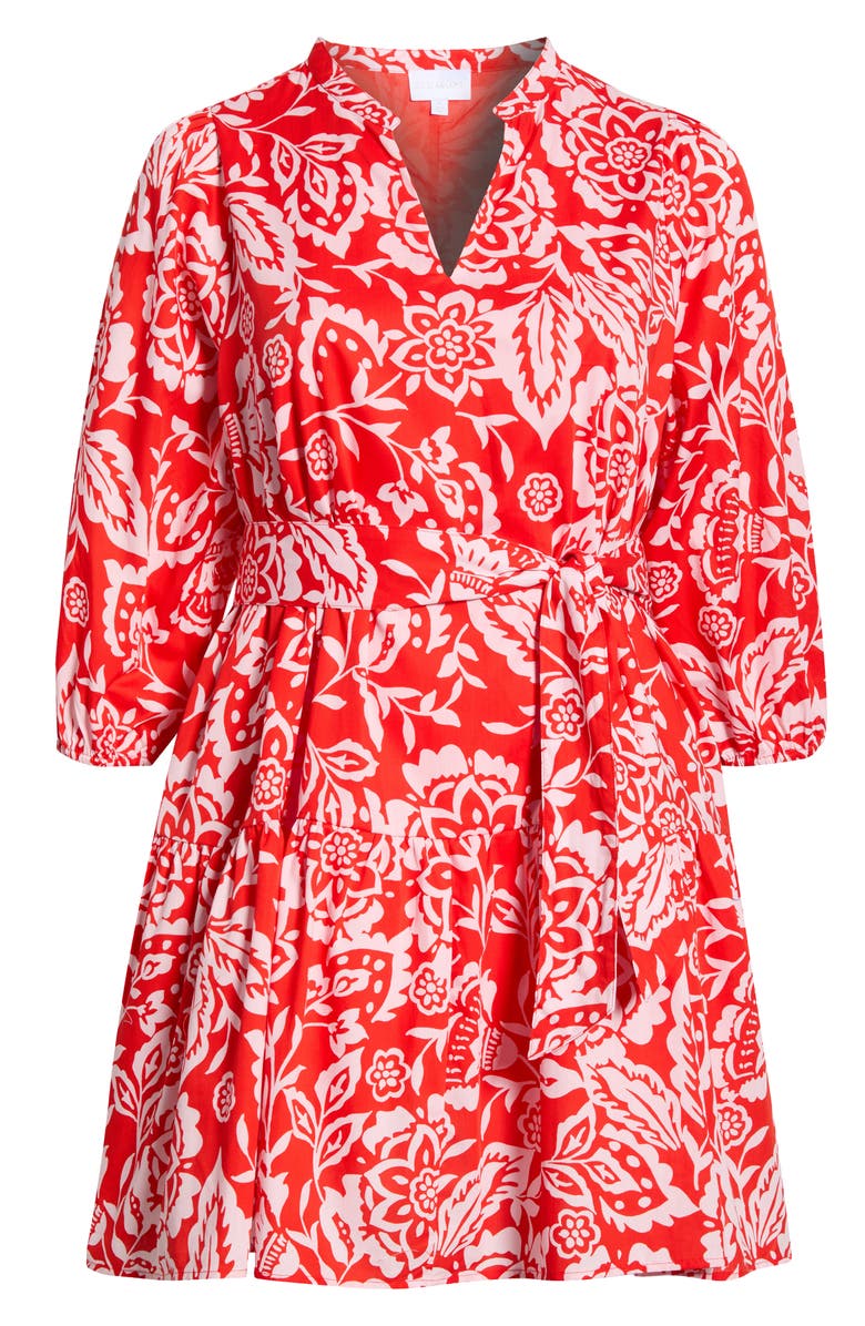 SUGARLIPS Hazen Floral Leola Shift Cotton Minidress, Alternate, color, Red-Multi