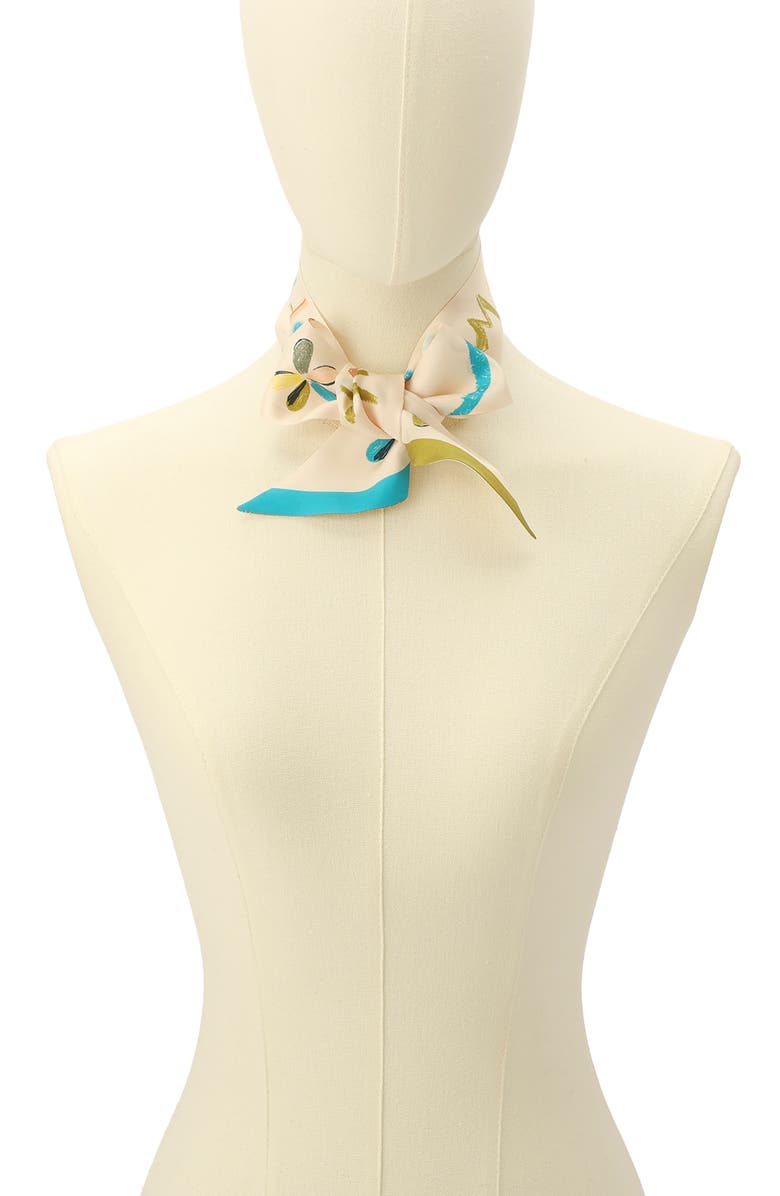 Kate Spade New York scribble silk skinny scarf, Alternate, color, Beige Multi