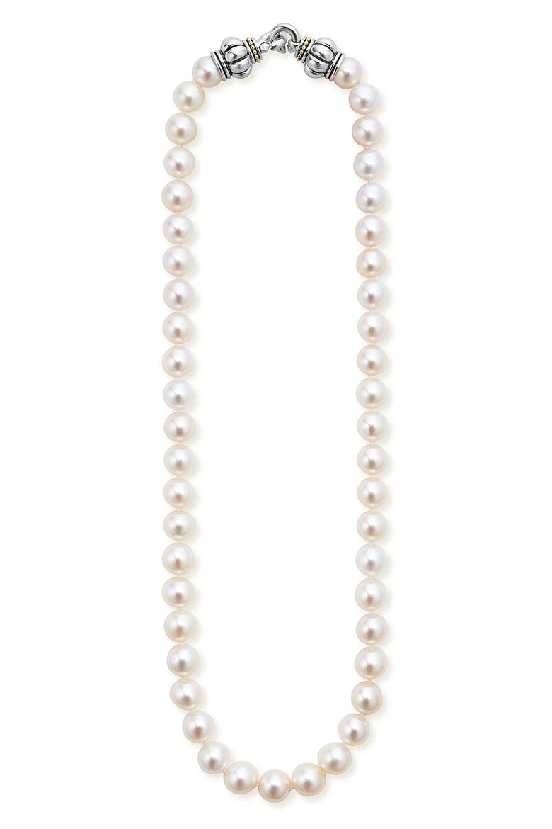 Luna Freshwater Pearl Necklace, Main, color, SILVER