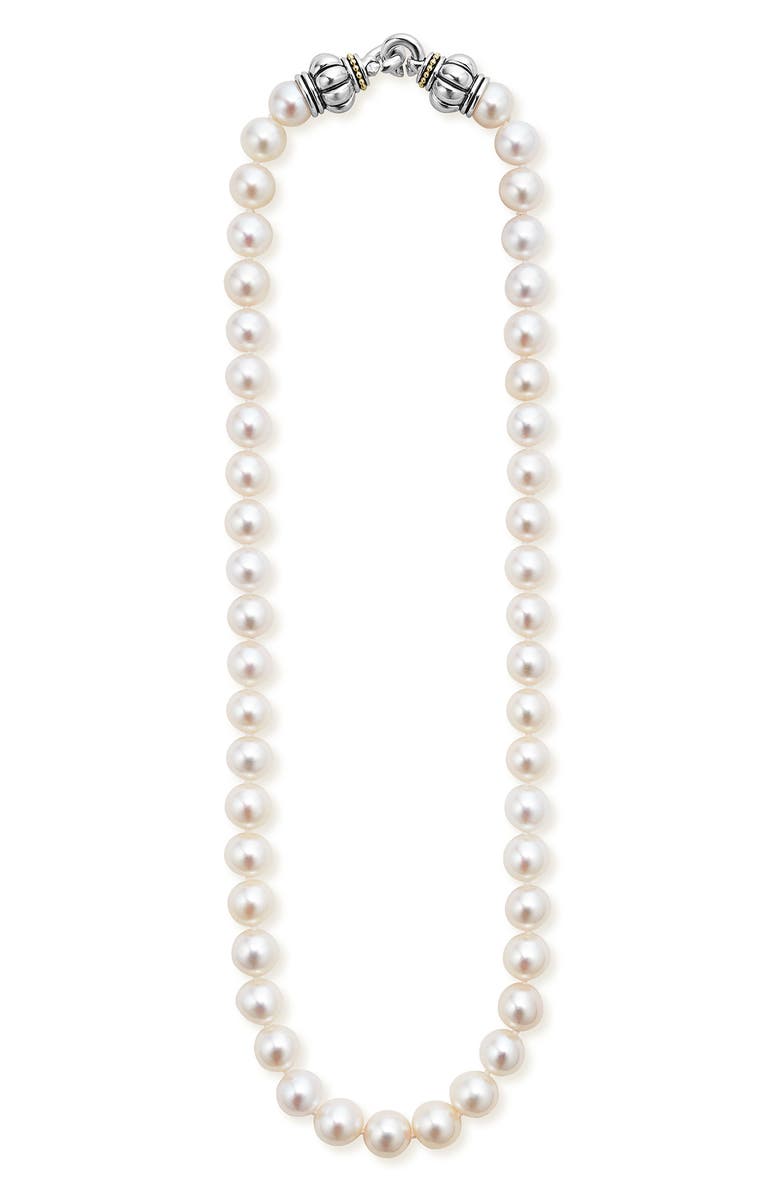 LAGOS Luna Freshwater Pearl Necklace, Main, color, Silver