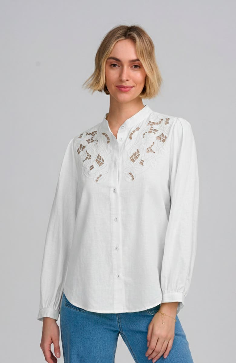 ELLE Collection Lace Yoke Shirt, Main, color, Ivory