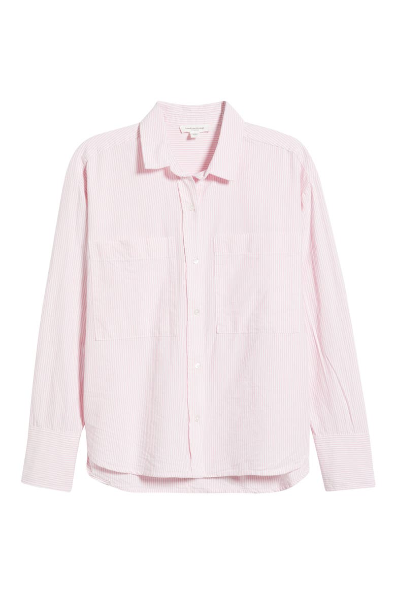 Everly Stripe Cotton Button-Up Shirt, Alternate, color, PINK CHIC