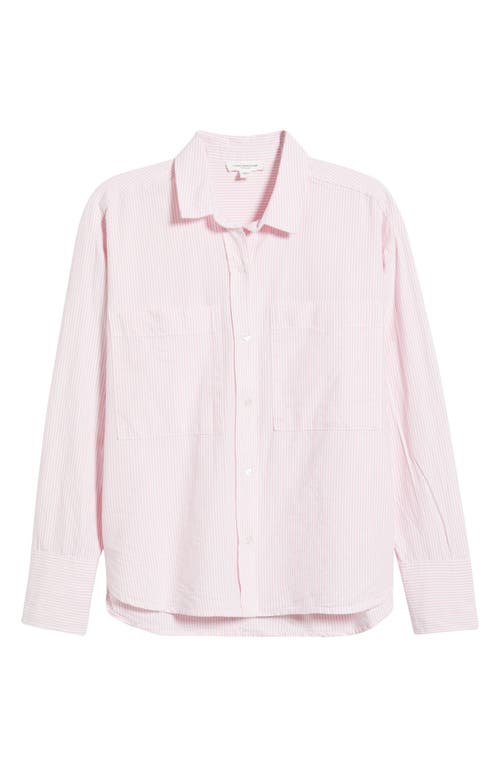 Beachlunchlounge Everly Stripe Cotton Button-up Shirt In Pink