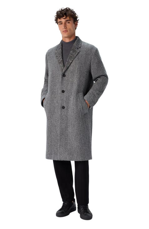 Wool Cloth Coat With Chevron Pattern