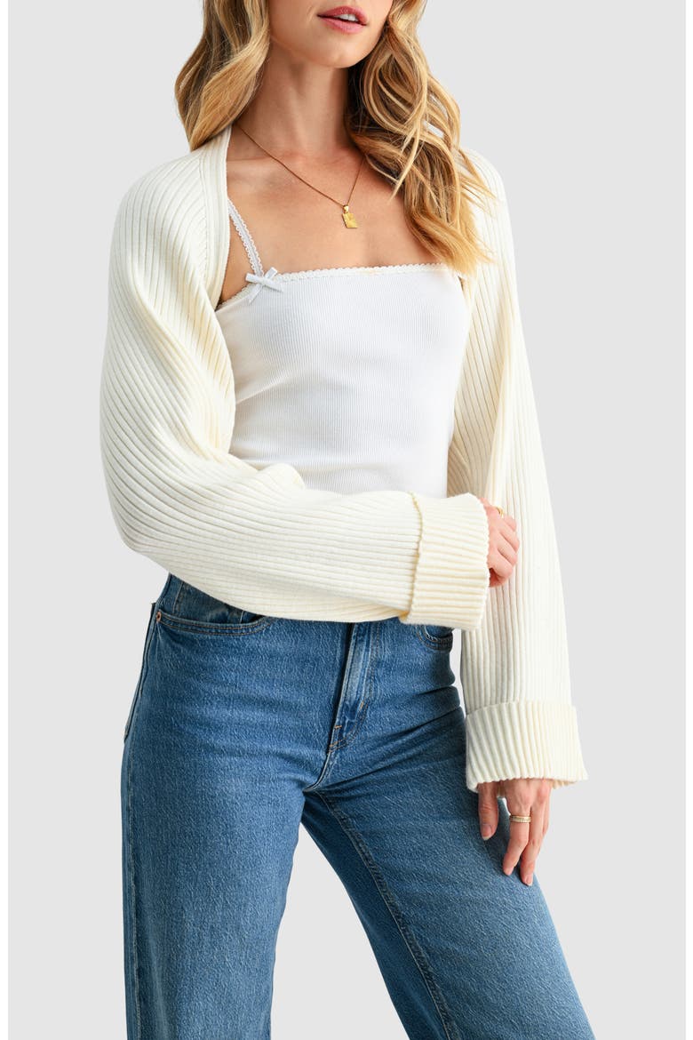 Rib Knit Bolero, Alternate, color, WHITE