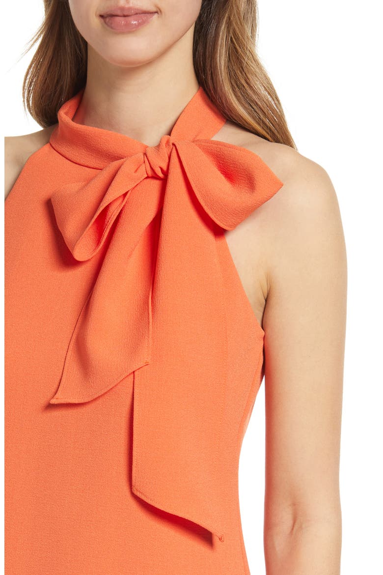 Tie Neck A-Line Dress, Alternate, color, TANGERINE