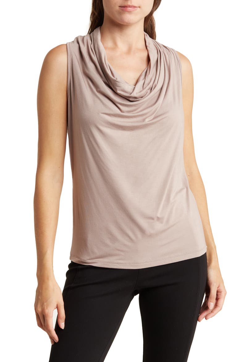 Sleeveless Cowl Neck Top, Main, color, TAUPE