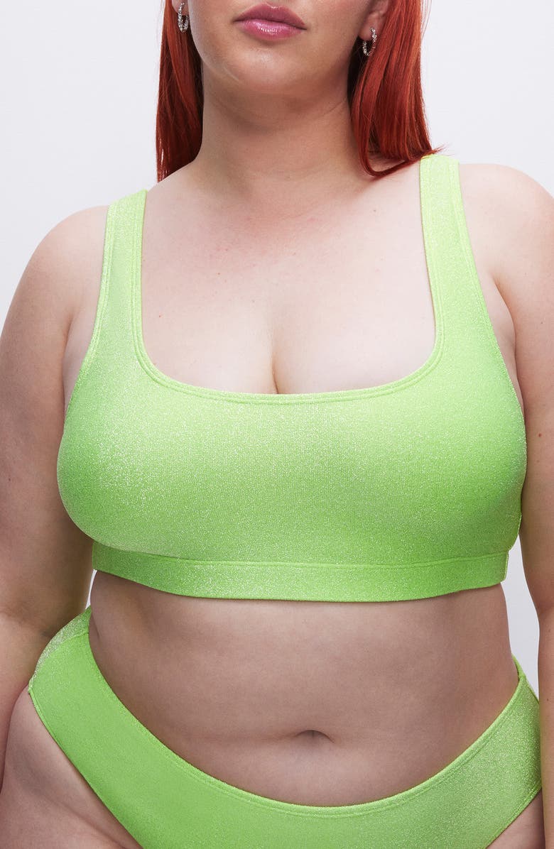 Good American Sparkle Metallic Bikini Top, Alternate, color,